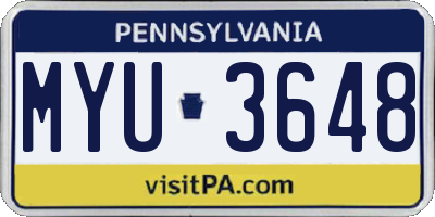 PA license plate MYU3648