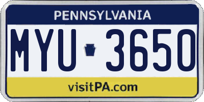 PA license plate MYU3650