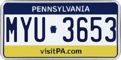 PA license plate MYU3653