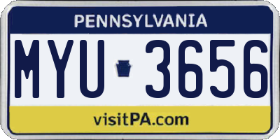PA license plate MYU3656