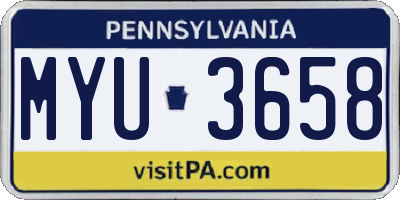 PA license plate MYU3658