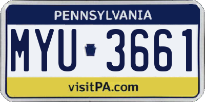 PA license plate MYU3661