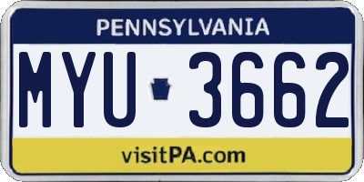 PA license plate MYU3662