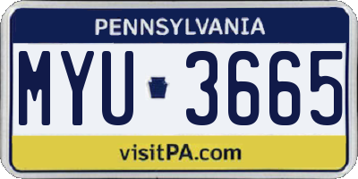 PA license plate MYU3665