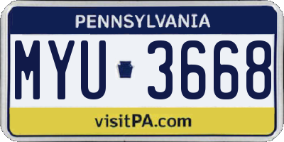 PA license plate MYU3668