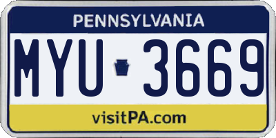 PA license plate MYU3669