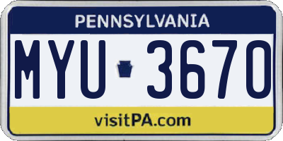 PA license plate MYU3670