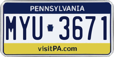 PA license plate MYU3671