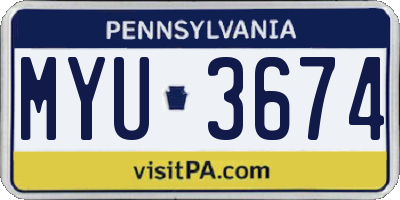 PA license plate MYU3674