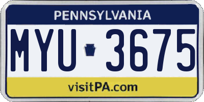 PA license plate MYU3675