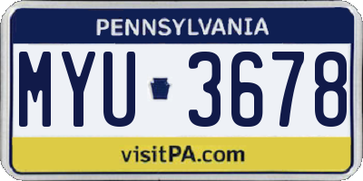 PA license plate MYU3678