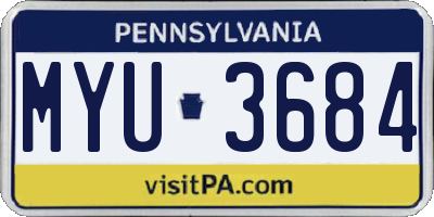 PA license plate MYU3684