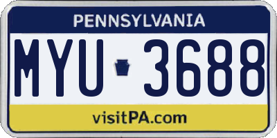 PA license plate MYU3688