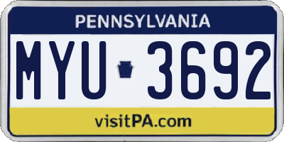 PA license plate MYU3692
