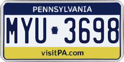 PA license plate MYU3698