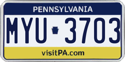 PA license plate MYU3703