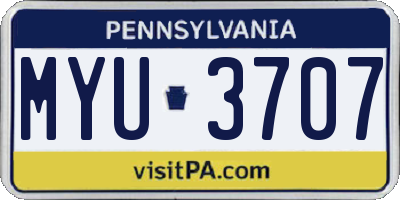 PA license plate MYU3707