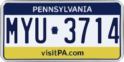 PA license plate MYU3714