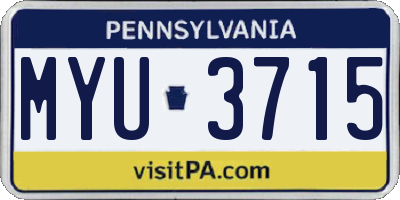 PA license plate MYU3715