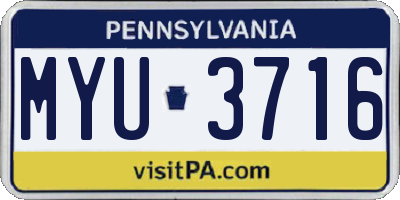 PA license plate MYU3716