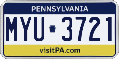PA license plate MYU3721