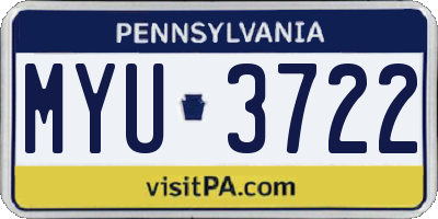 PA license plate MYU3722