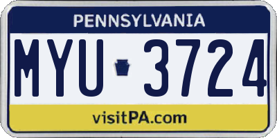 PA license plate MYU3724