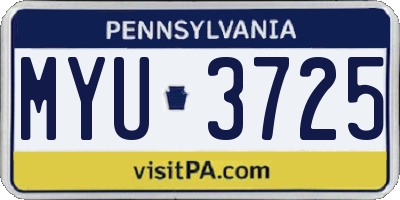 PA license plate MYU3725