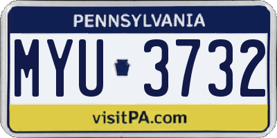 PA license plate MYU3732