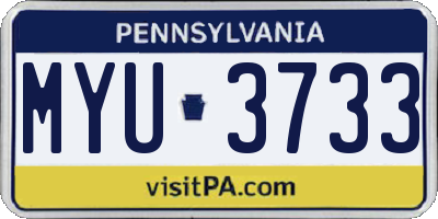 PA license plate MYU3733