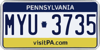 PA license plate MYU3735