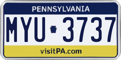 PA license plate MYU3737