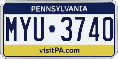 PA license plate MYU3740
