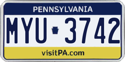 PA license plate MYU3742