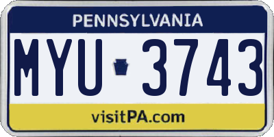 PA license plate MYU3743