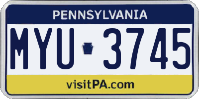 PA license plate MYU3745