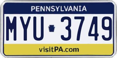 PA license plate MYU3749