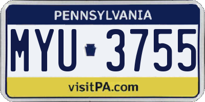 PA license plate MYU3755