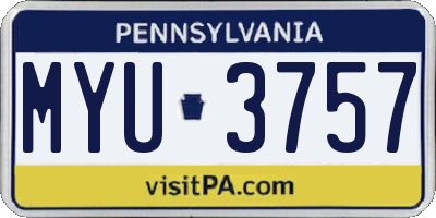 PA license plate MYU3757