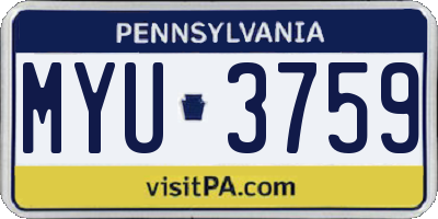 PA license plate MYU3759