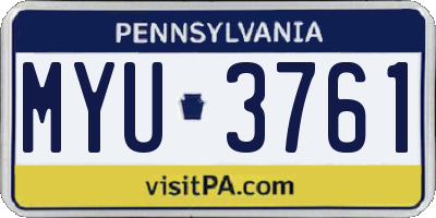 PA license plate MYU3761