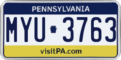 PA license plate MYU3763
