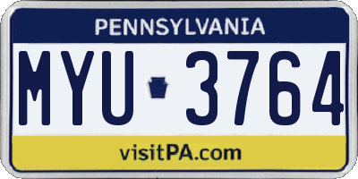 PA license plate MYU3764