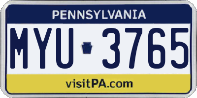 PA license plate MYU3765