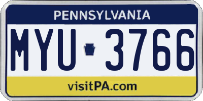 PA license plate MYU3766