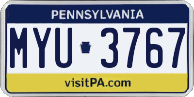 PA license plate MYU3767