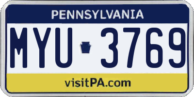 PA license plate MYU3769