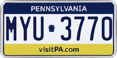 PA license plate MYU3770