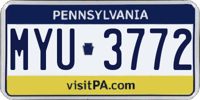 PA license plate MYU3772