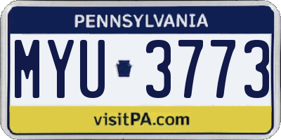 PA license plate MYU3773